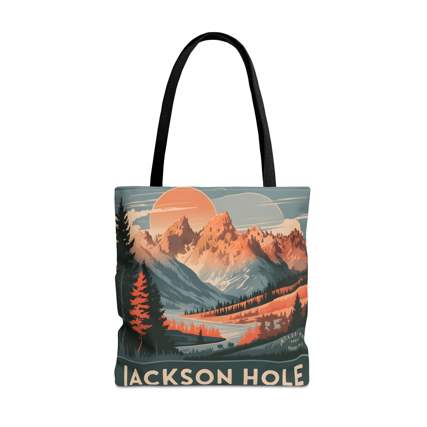 Jackson Hole Vintage Mountains Tote Bag Nature Print Gift Wyoming Travel Outdoor