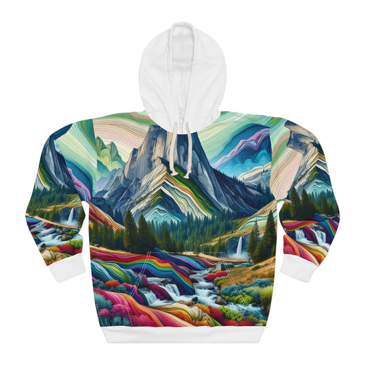 John Muir Trail All Over Print Hoodie Colorful Outdoor Art Travel Apparel Casual