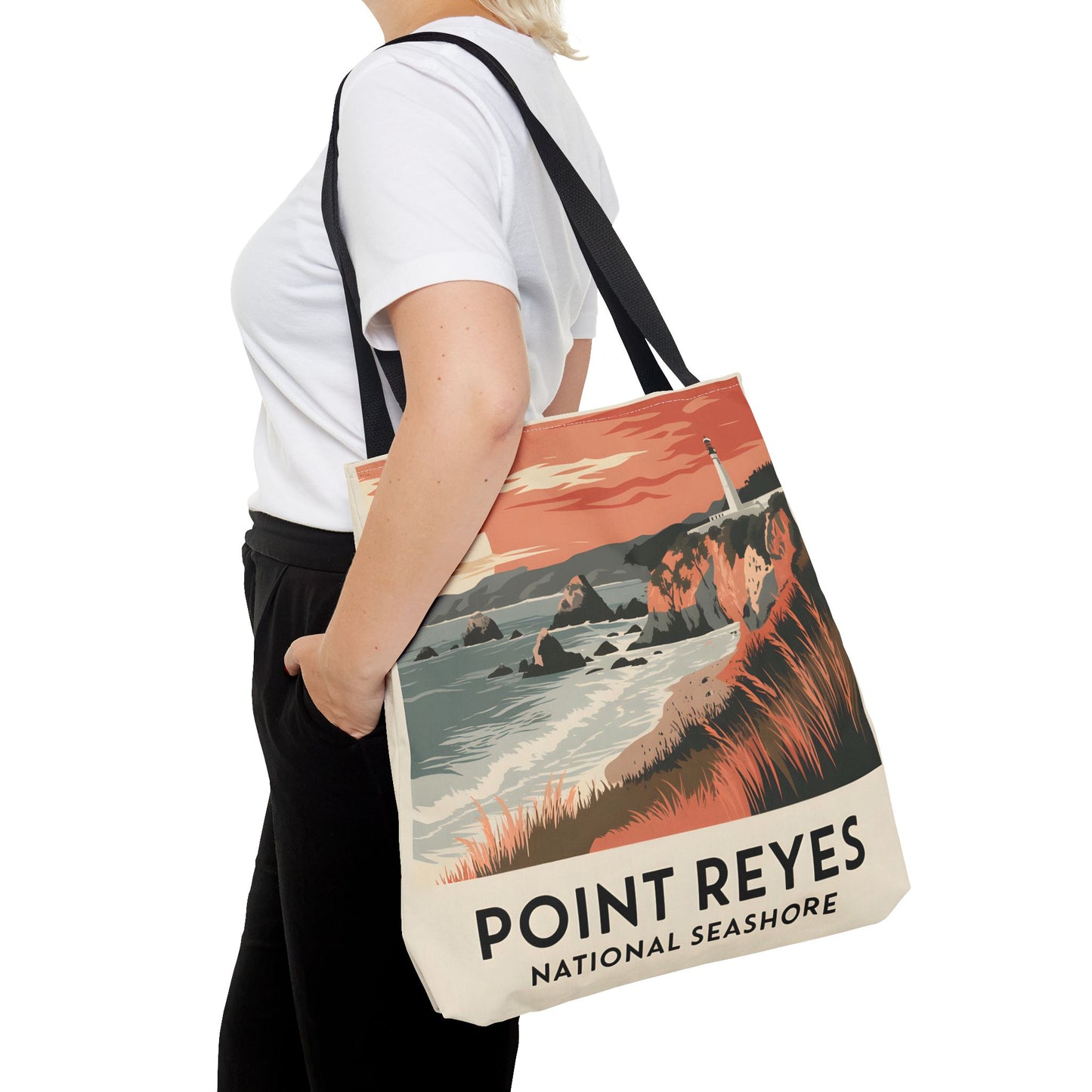 Point Reyes Tote Bag All Over Print Coastal Lighthouse National Park Style