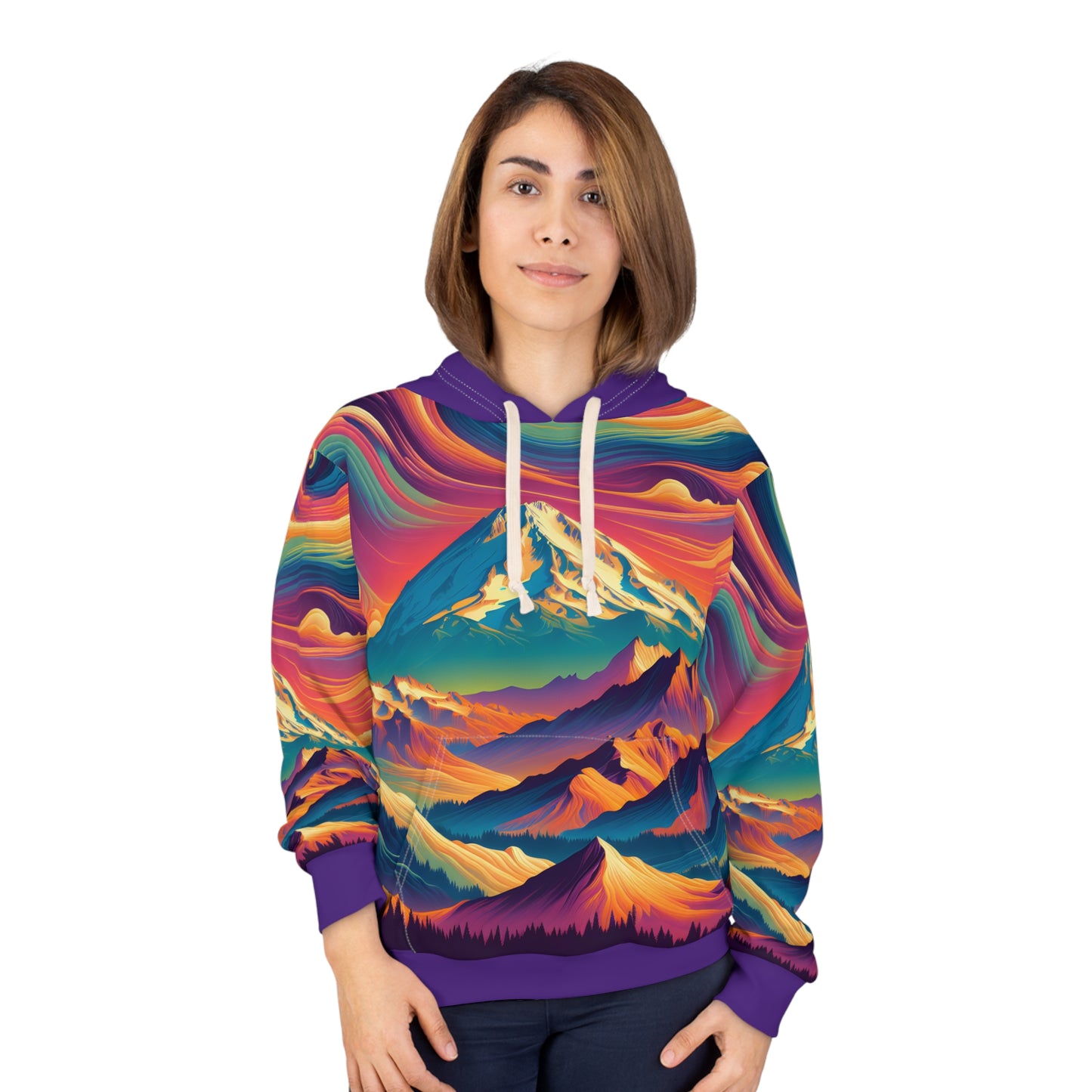 Mount Shasta All Over Print Pullover Hoodie Travel Graphic Outdoor Apparel