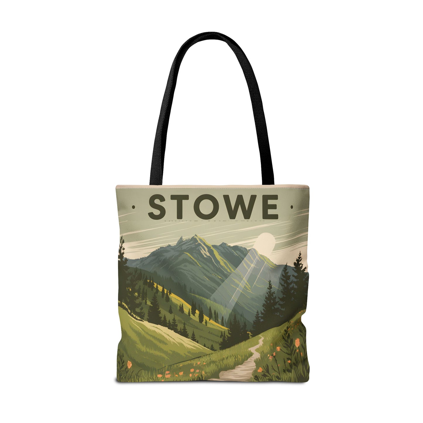 Stowe Vintage Mountain Tote Bag Eco Friendly All Over Print Shopping Apparel
