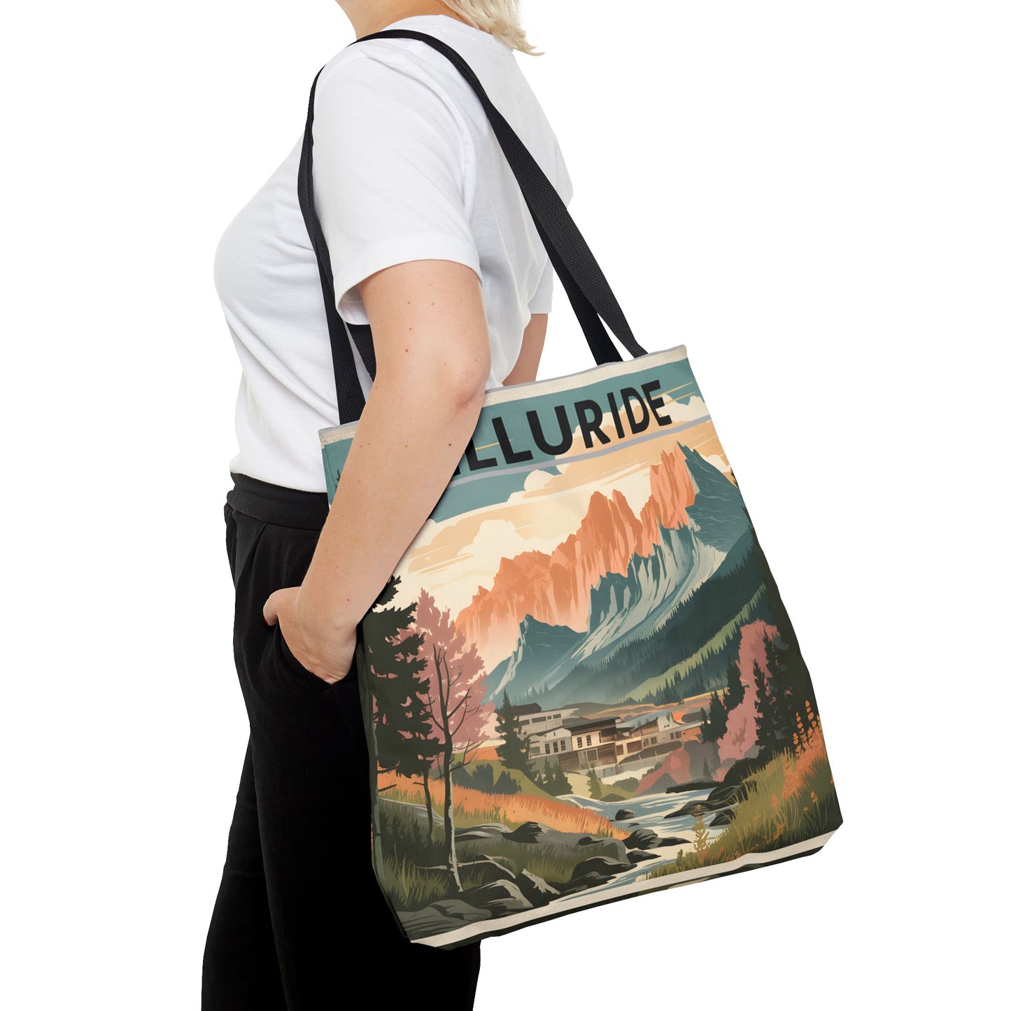 Telluride Vintage Poster Design All Over Print Tote Bag Unique Mountain Apparel