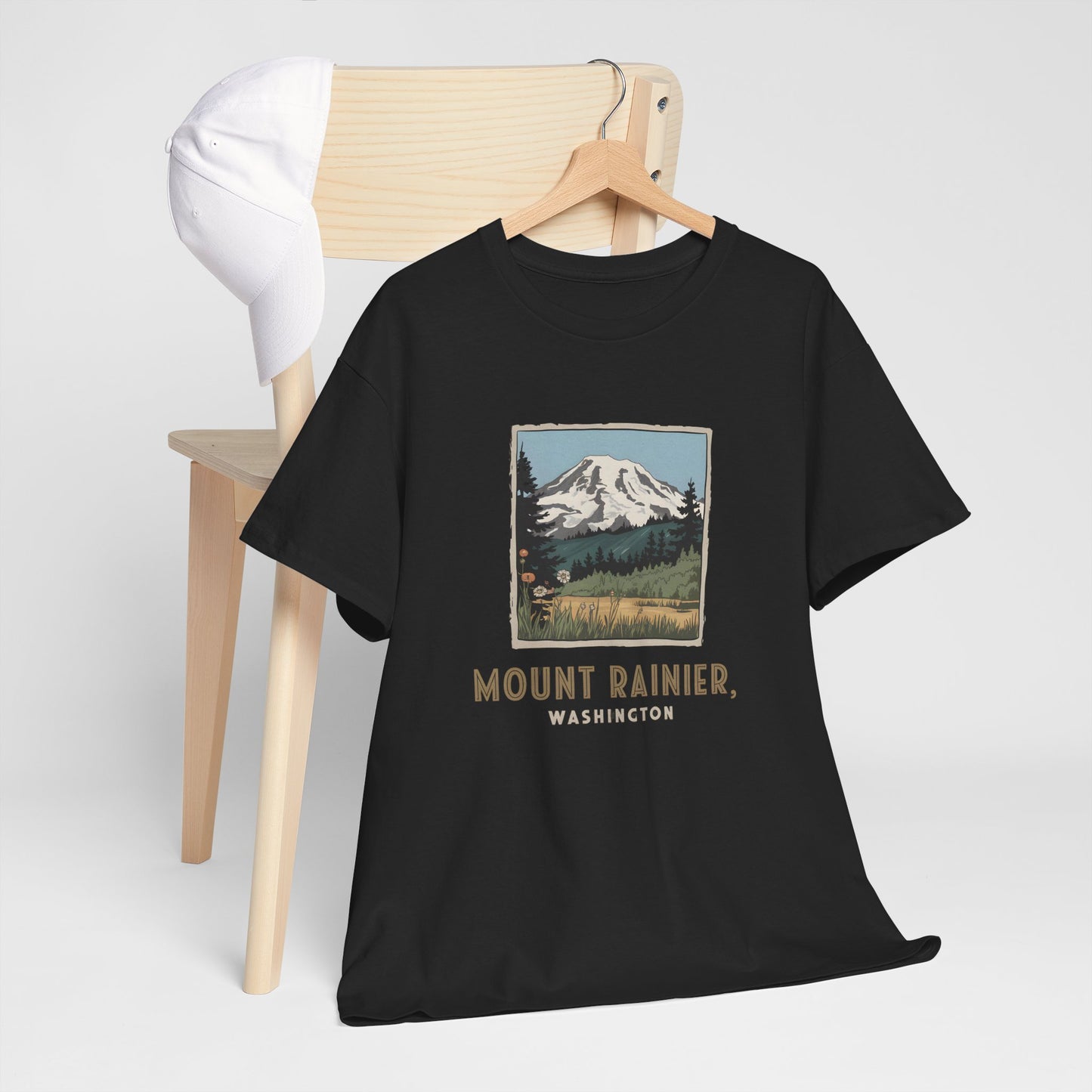 Mount Rainier T-Shirt Washington Vintage Graphic Tee Mountain Nature Hiking Park