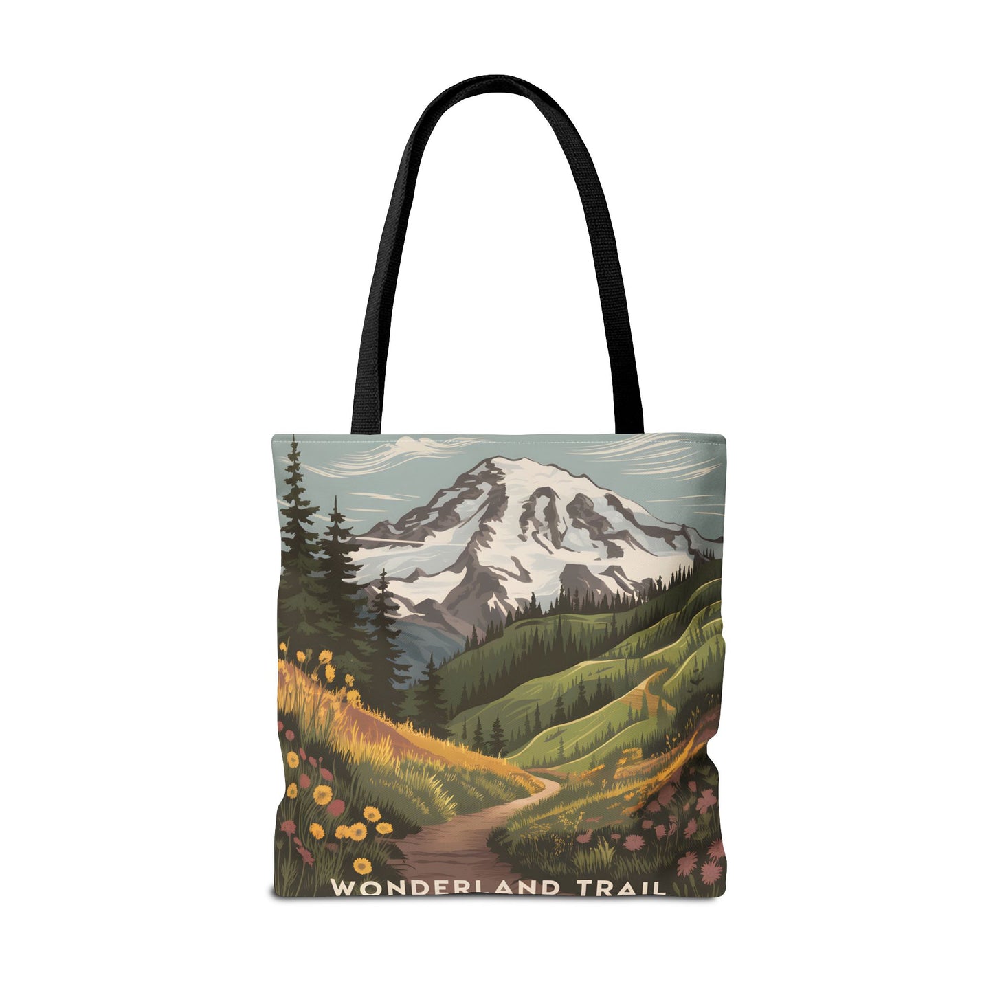 Wonderland Trail Mount Rainier Tote Bag All Over Print Outdoor Adventure Gift