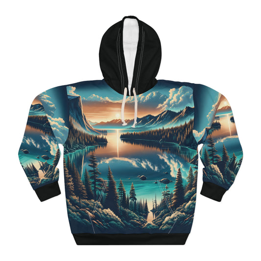 Lake Tahoe Hoodie All Over Print Scenic Pullover Nature Adventure Travel Apparel