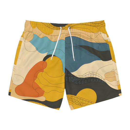 Golden Shoreline Men's Swim Trunks Casual Beachwear Swimwear Surf Quick Dry