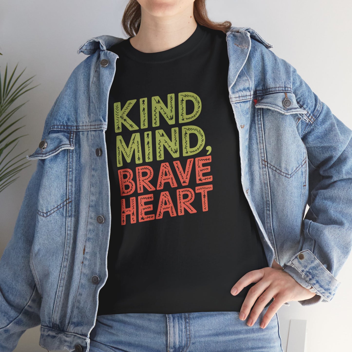 Kind Mind Brave Heart Inspirational T-Shirt for Positive Vibes