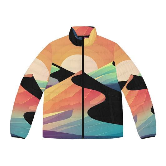 Gradient Dunes Puffer Jacket Men’s Colorful Zip Coat Warm Outdoor Adventure Wear