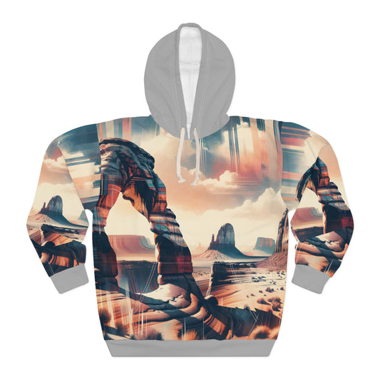 Desert-Inspired All-Over Print Hoodie with Abstract Landscape Design