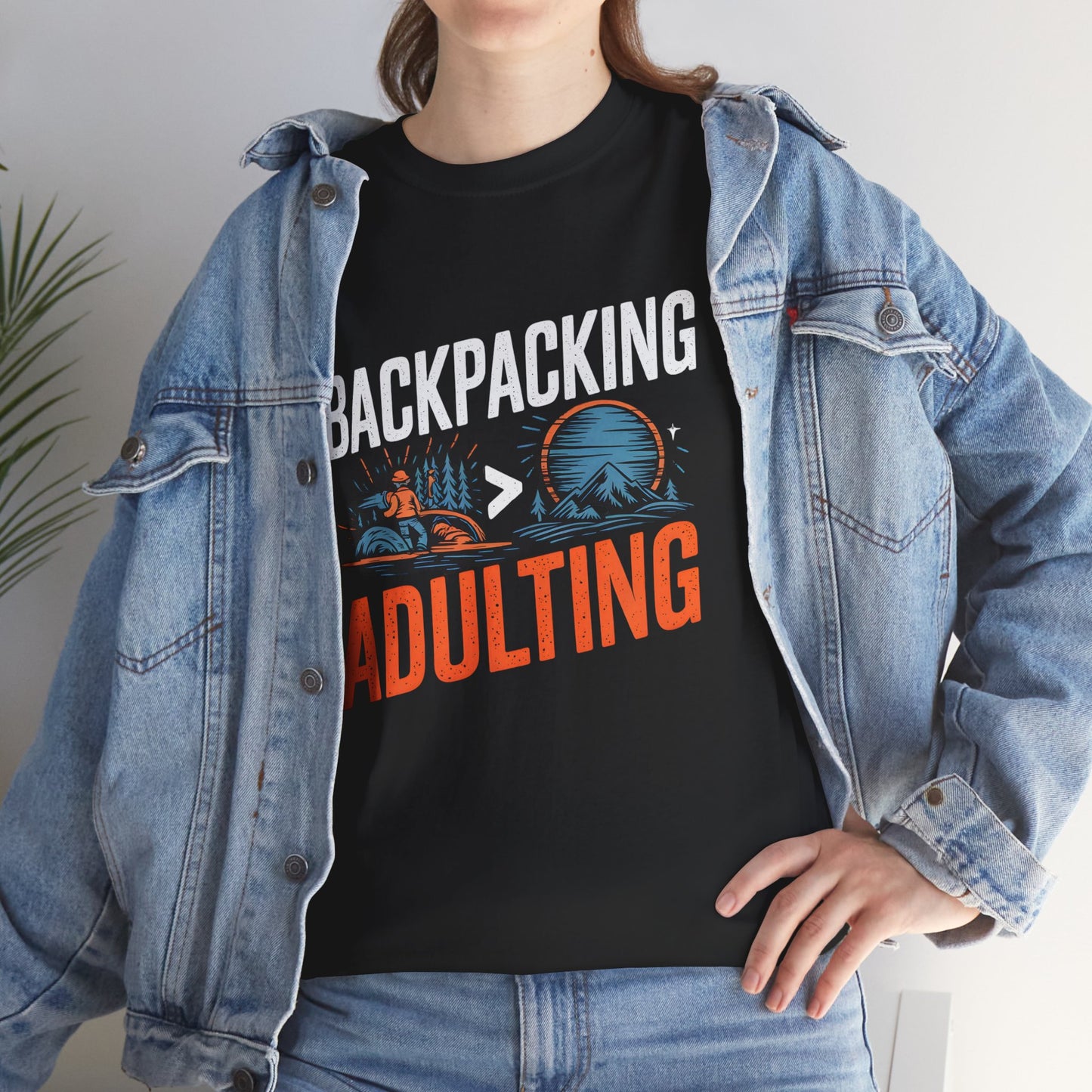 Backpacking Adulting T-Shirt Hiking Adventure Graphic Short Sleeve Casual Tee