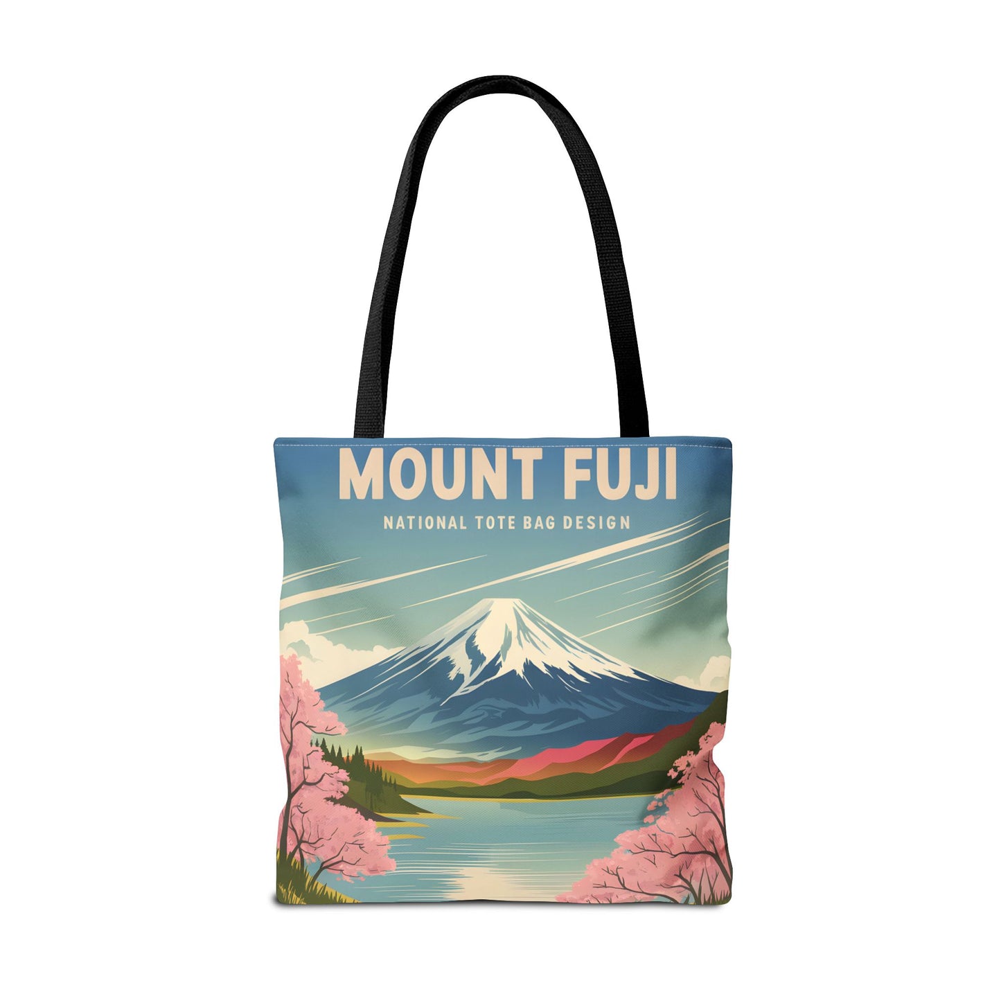 Mount Fuji All Over Print Tote Bag Floral Landscape Travel Eco-Friendly Bag