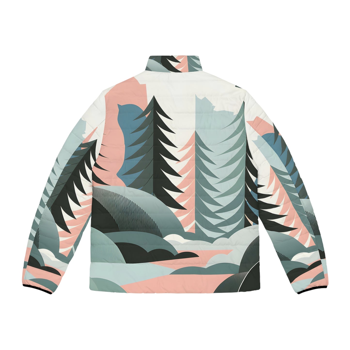 Pastel Pines Puffer Jacket Stylish Outdoor Adventure Apparel Winter Warm
