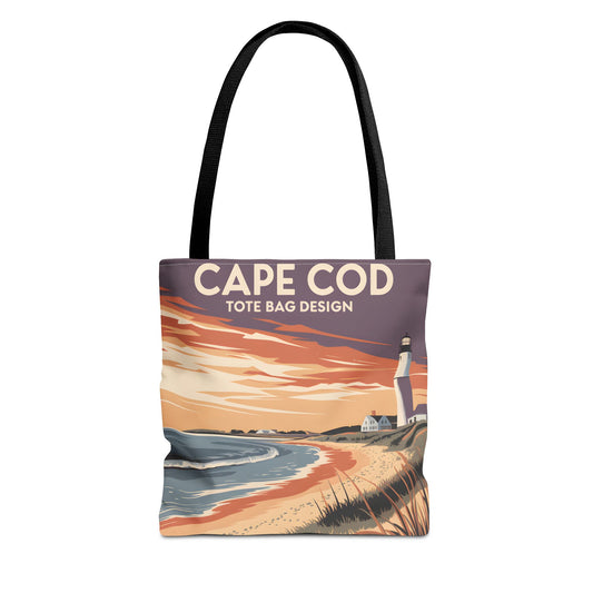 Cape Cod All Over Print Tote Bag Beach Sunrise Lighthouse Coastal Style Art