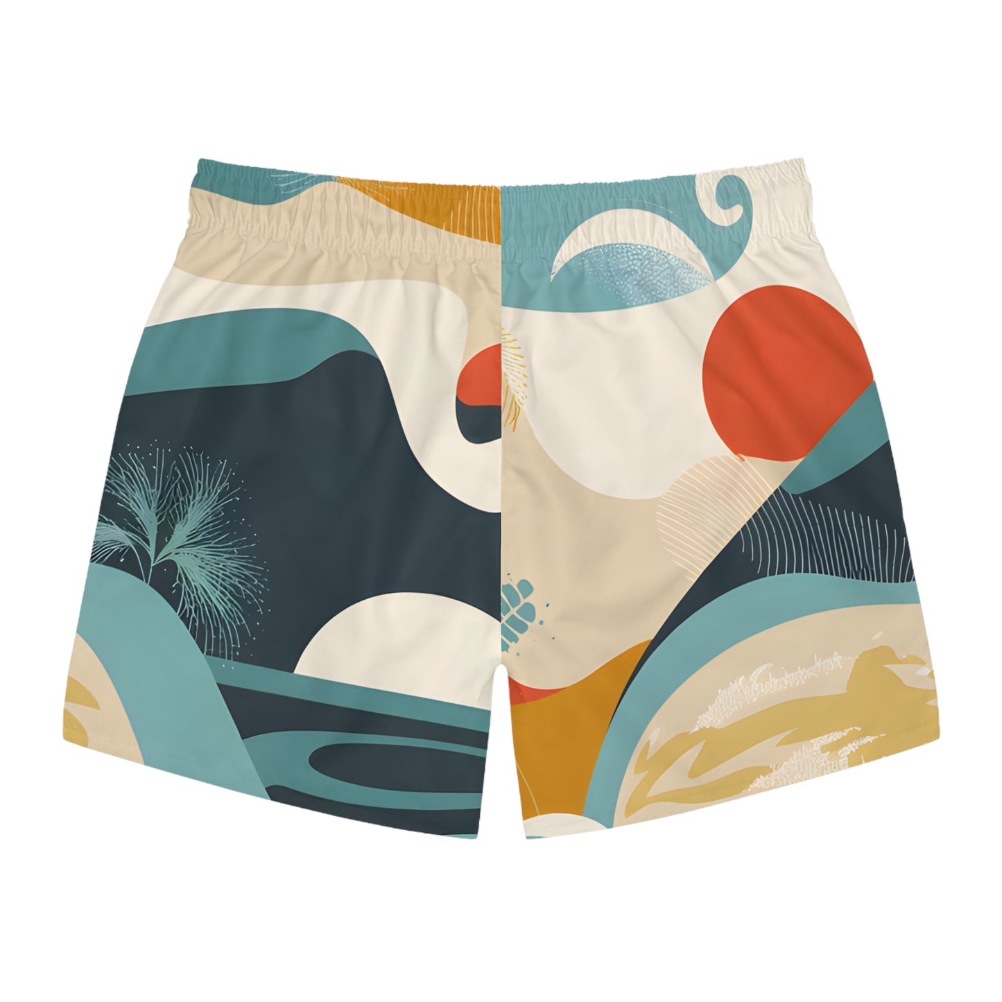 Men’s Surf Swim Trunks Light Watercolor Wave Print Beach Board Shorts