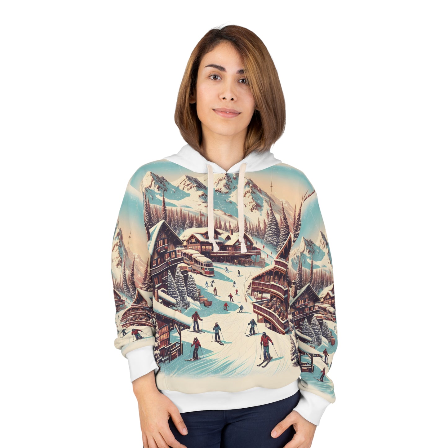 Heavenly California All Over Print Pullover Hoodie Ski Resort Outdoor Apparel