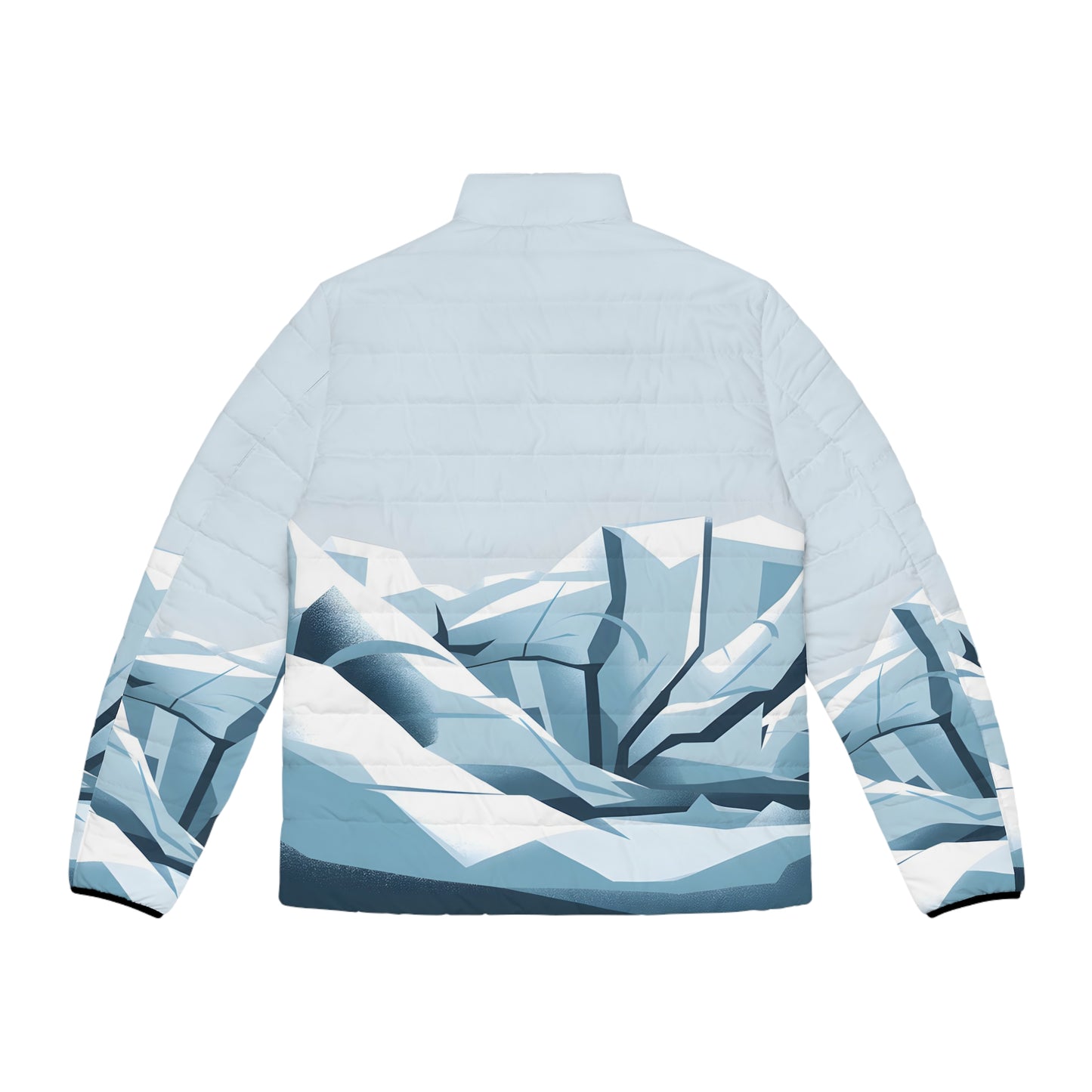 Puffer Jacket with Soft Glacier Artwork for Outdoor Adventure Wear