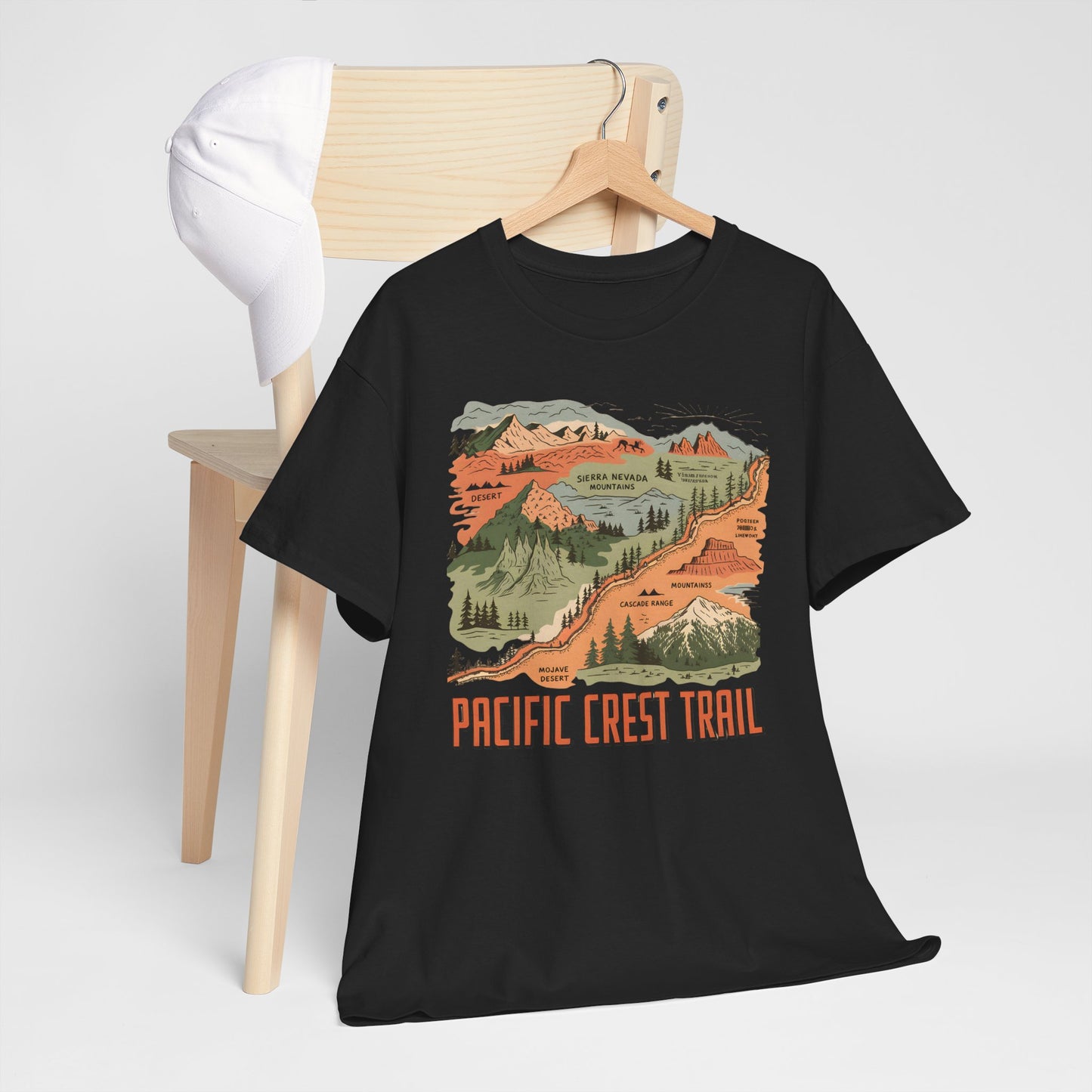 Pacific Crest Trail T-Shirt Map Graphic Tee Hiking Adventure Outdoor Apparel