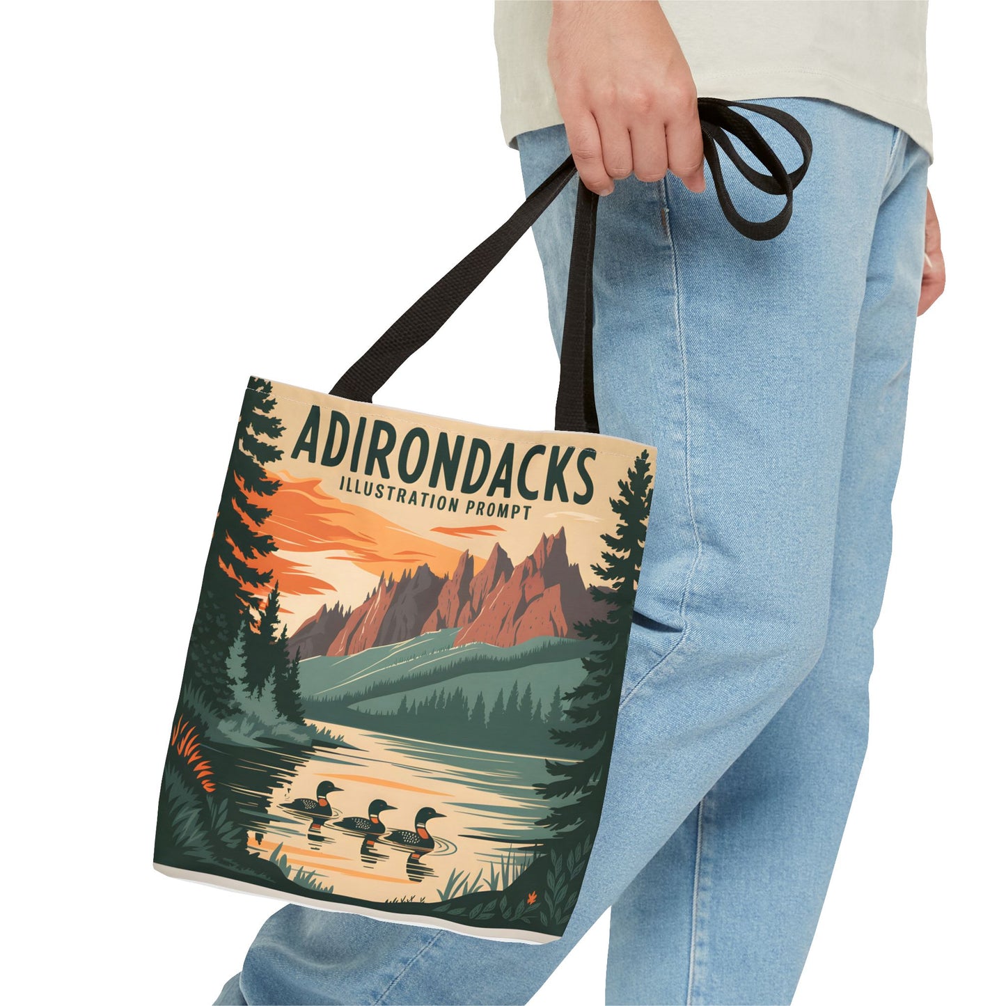 Adirondack Tote Bag Scenic Print Nature Lovers Lakeside Wildlife Design Apparel