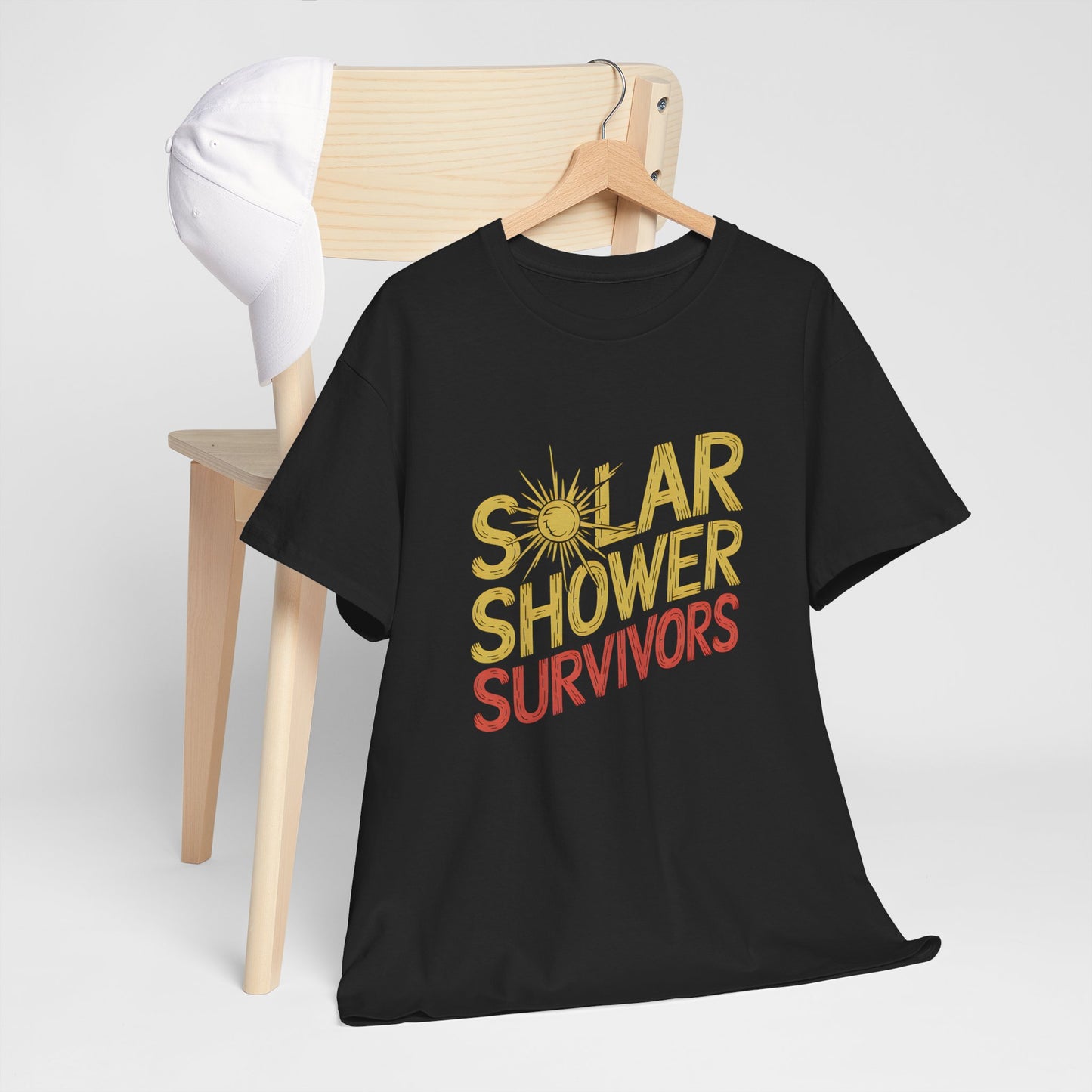 Solar Shower Survivors Camping Graphic Short Sleeve T Shirt Outdoor Casual Wear