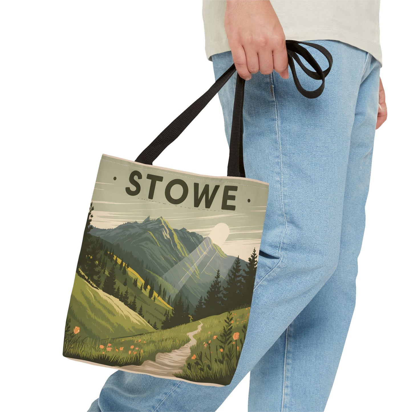 Stowe Vintage Mountain Tote Bag Eco Friendly All Over Print Shopping Apparel