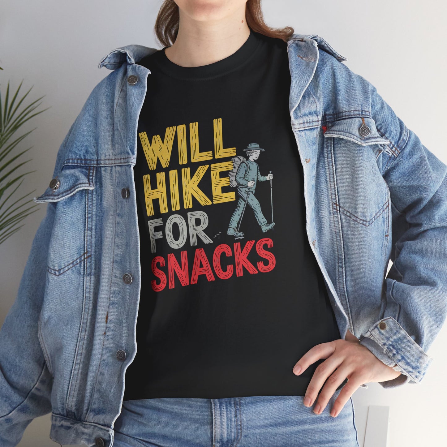 Will Hike For Snacks Hiking T-Shirt Outdoor Adventure Short Sleeve Apparel