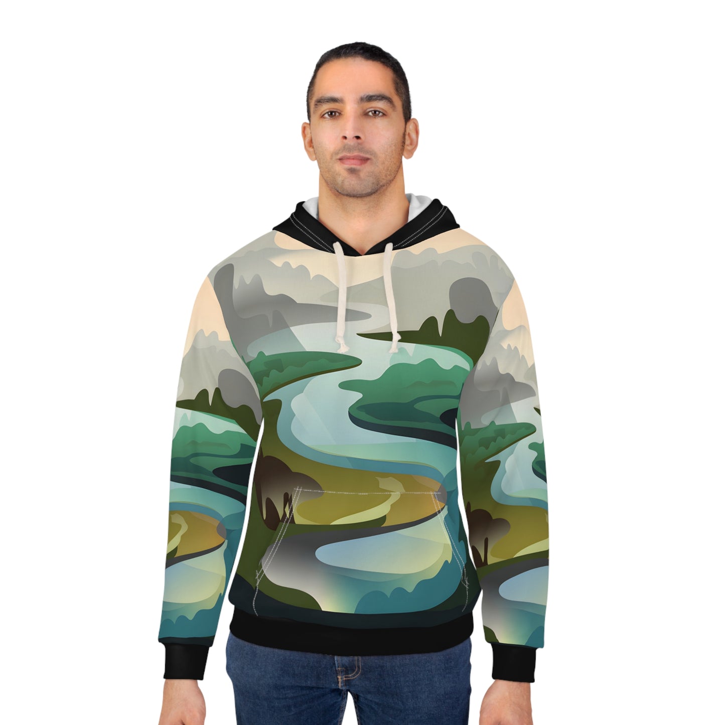 Sapphire Mist All Over Print Hoodie for Outdoor Adventures Travel Pullover Wear