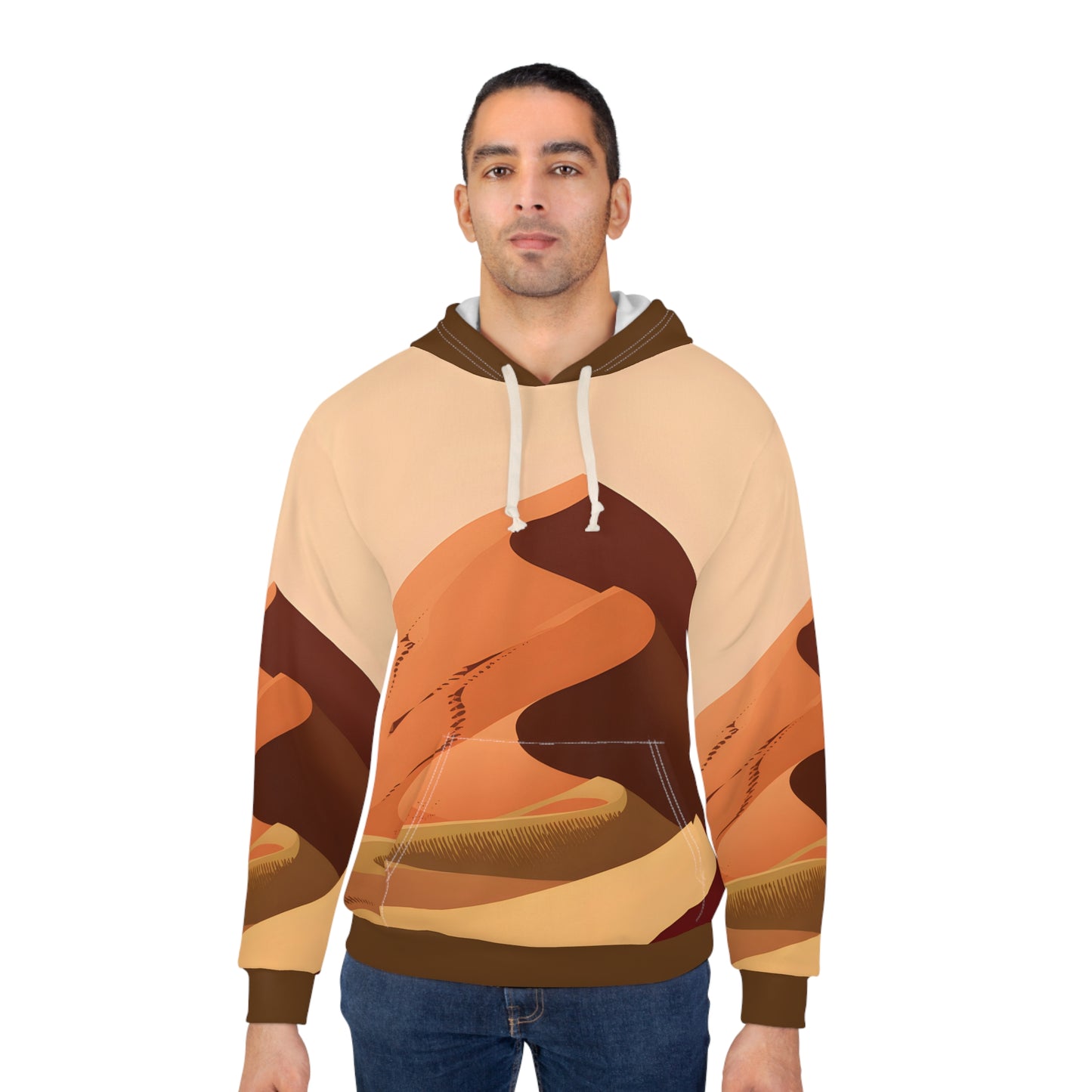 Radiant Dunes All-Over Print Pullover Hoodie Outdoor Adventure Travel Apparel