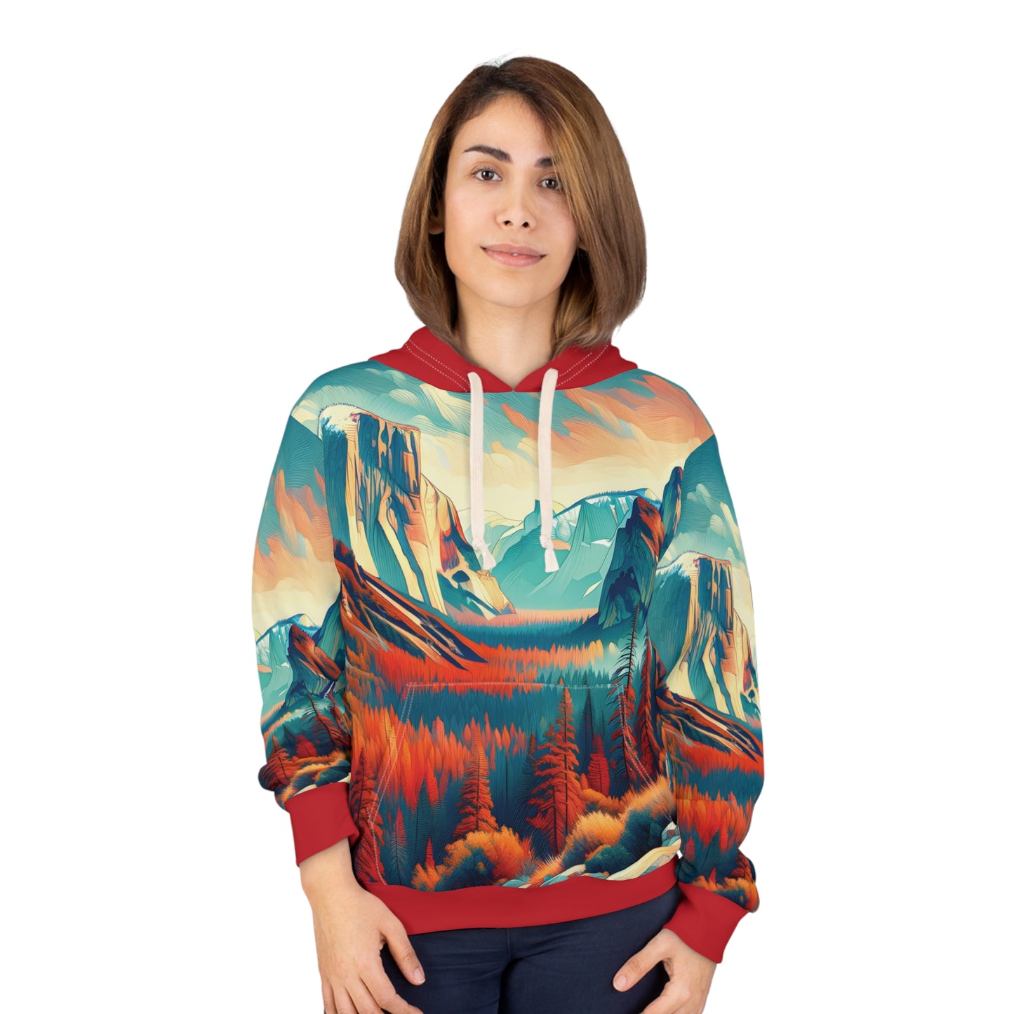 Yosemite Hoodie All Over Print Pullover Mountain Forest Nature Art Scenic Bold