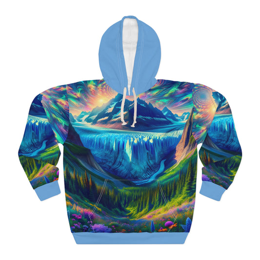 Glacier Park Hoodie Unisex Pullover Nature Landscape Trippy Mountain Art Blue