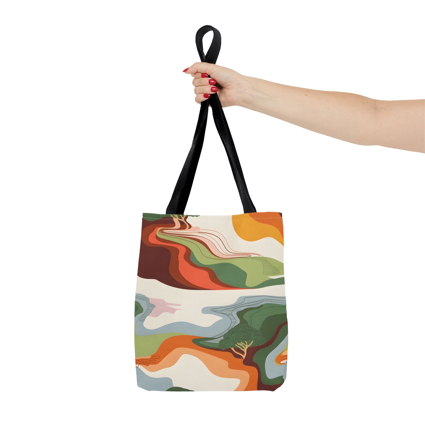 Abstract Wave Tote Bag Modern Eco Shoulder Bag Reusable Stylish Art Print Purse