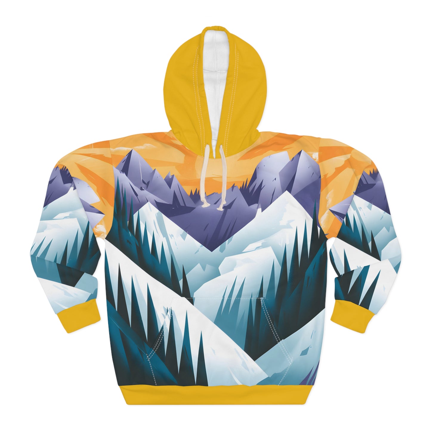 Snow Peaks All Over Print Pullover Hoodie Nature Adventure Apparel Outdoor Style