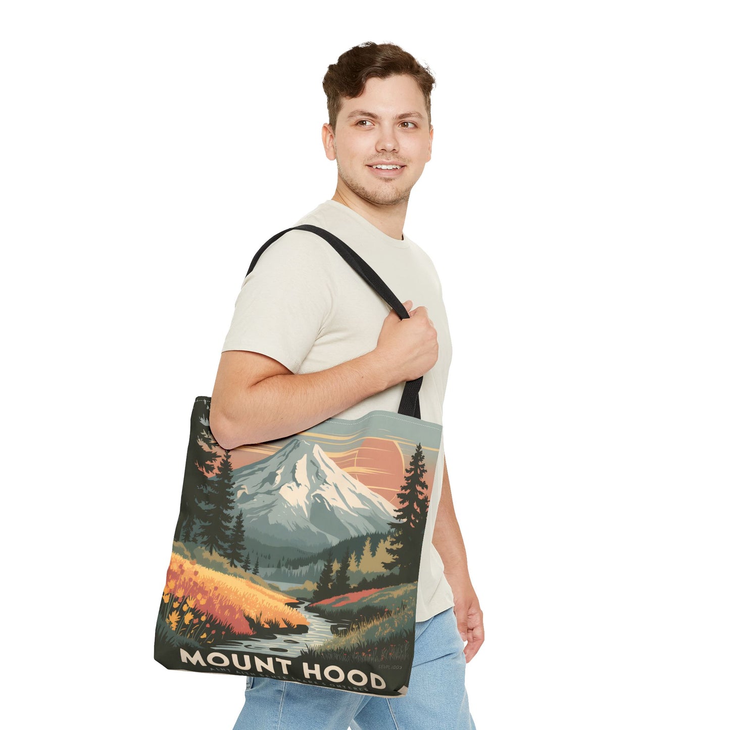 Mount Hood All Over Print Tote Bag Scenic Mountain Landscape Nature Lover Gift