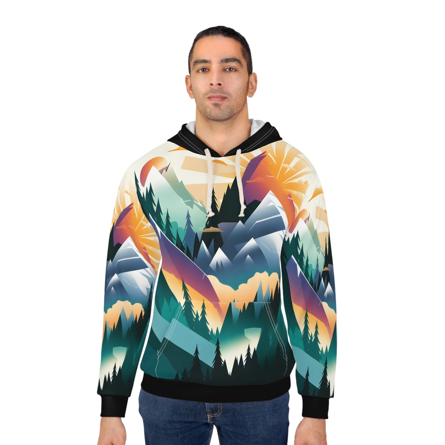 Sunwashed Peaks Hoodie All Over Print Outdoor Adventure Pullover Mountain Style