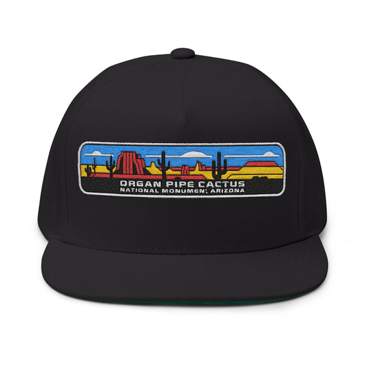 Organ Pipe Cactus National Monument Arizona Flat Bill Hat Adjustable Snapback