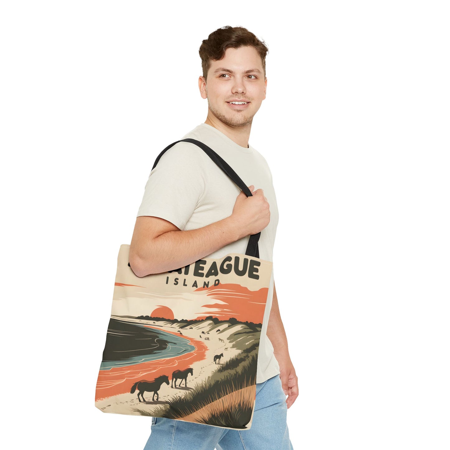 Assateague Island All Over Print Tote Bag Beach Horses Sunset Design Art Apparel