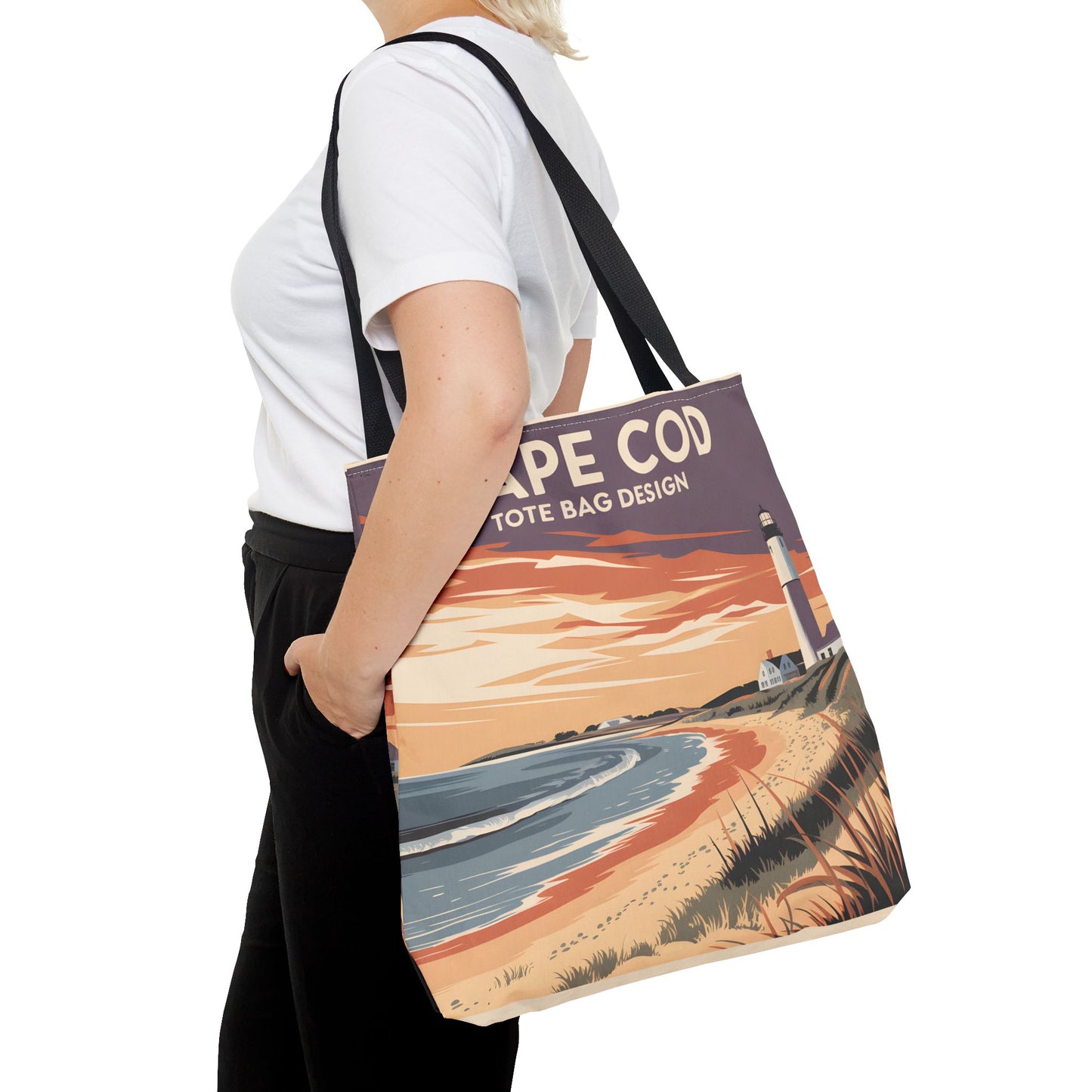 Cape Cod All Over Print Tote Bag Beach Sunrise Lighthouse Coastal Style Art