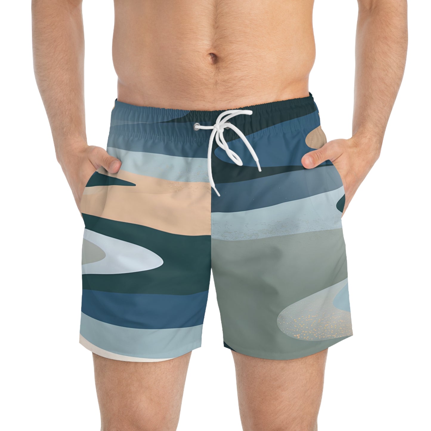 Moonlit Sand Men's Swim Trunks Beachwear Shorts Casual Summer Surf Surfer