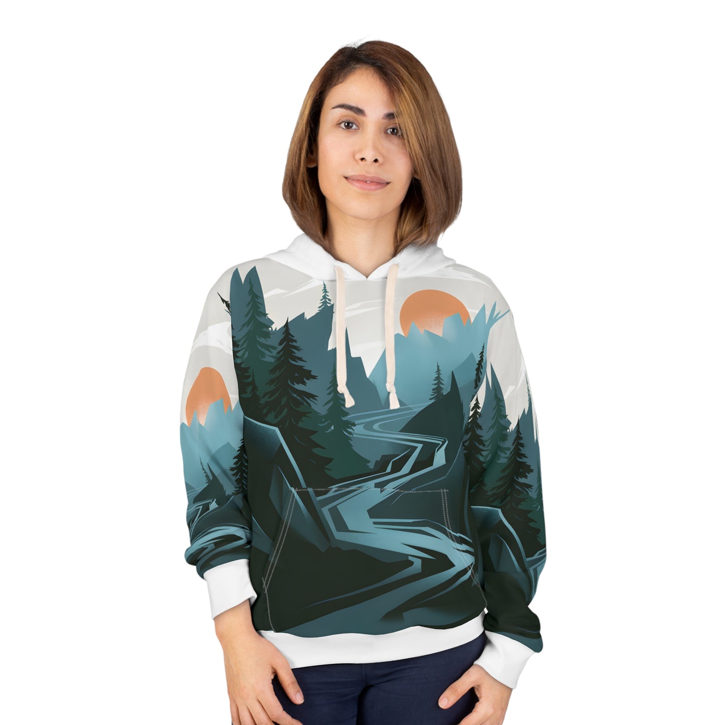 Obsidian Ridge Hoodie All Over Print Mountain Sunset Pullover Hiking Travel