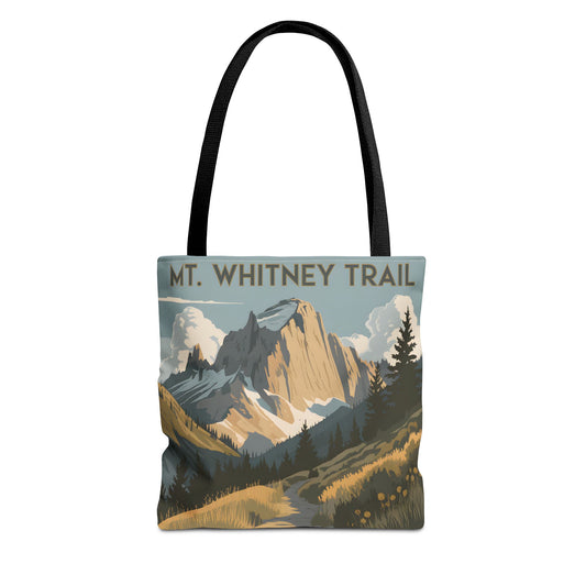 Mt Whitney Tote Bag All Over Print Hiking Trail Nature Gift Mountain Art