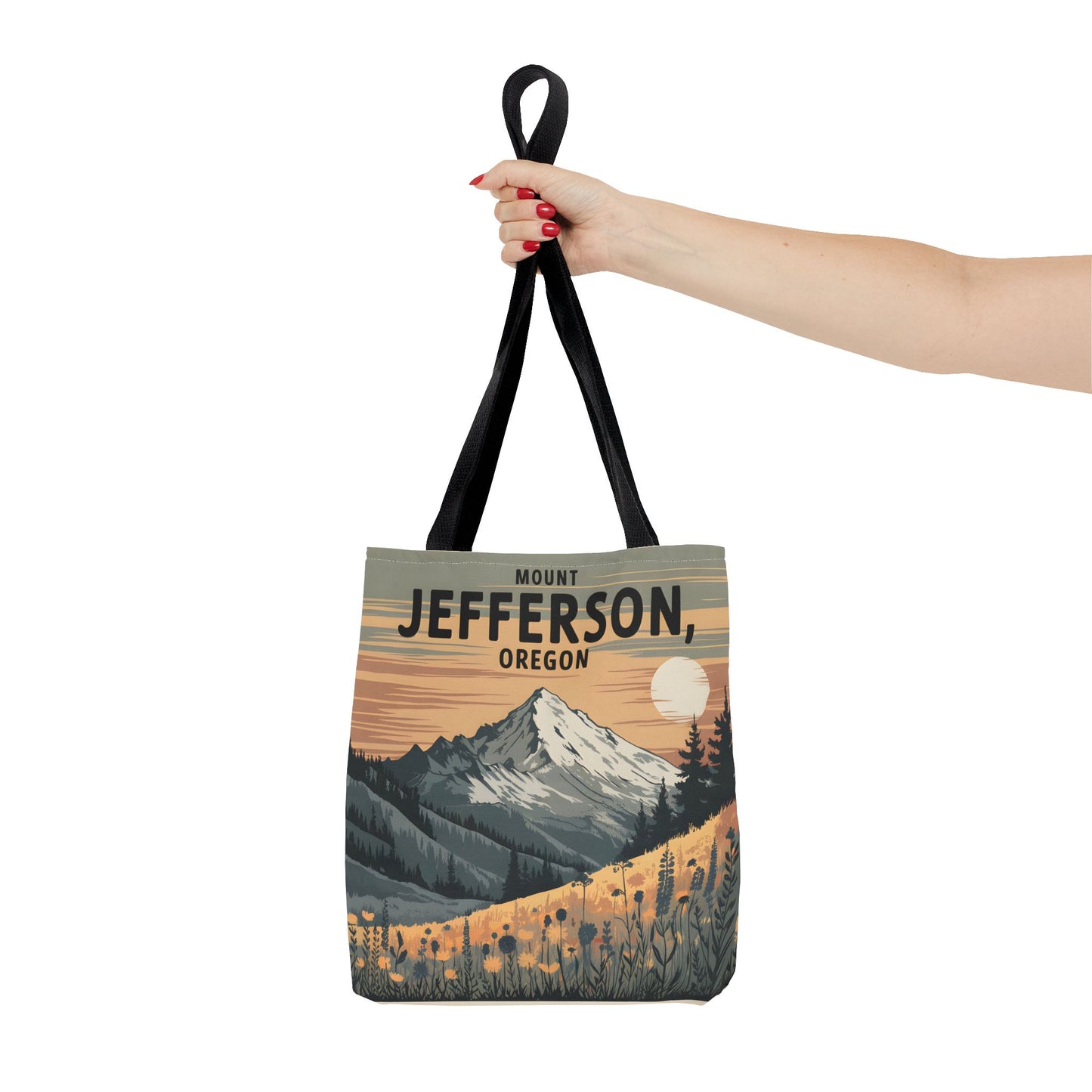 Mount Jefferson Oregon All Over Print Tote Bag Nature Floral Design Apparel