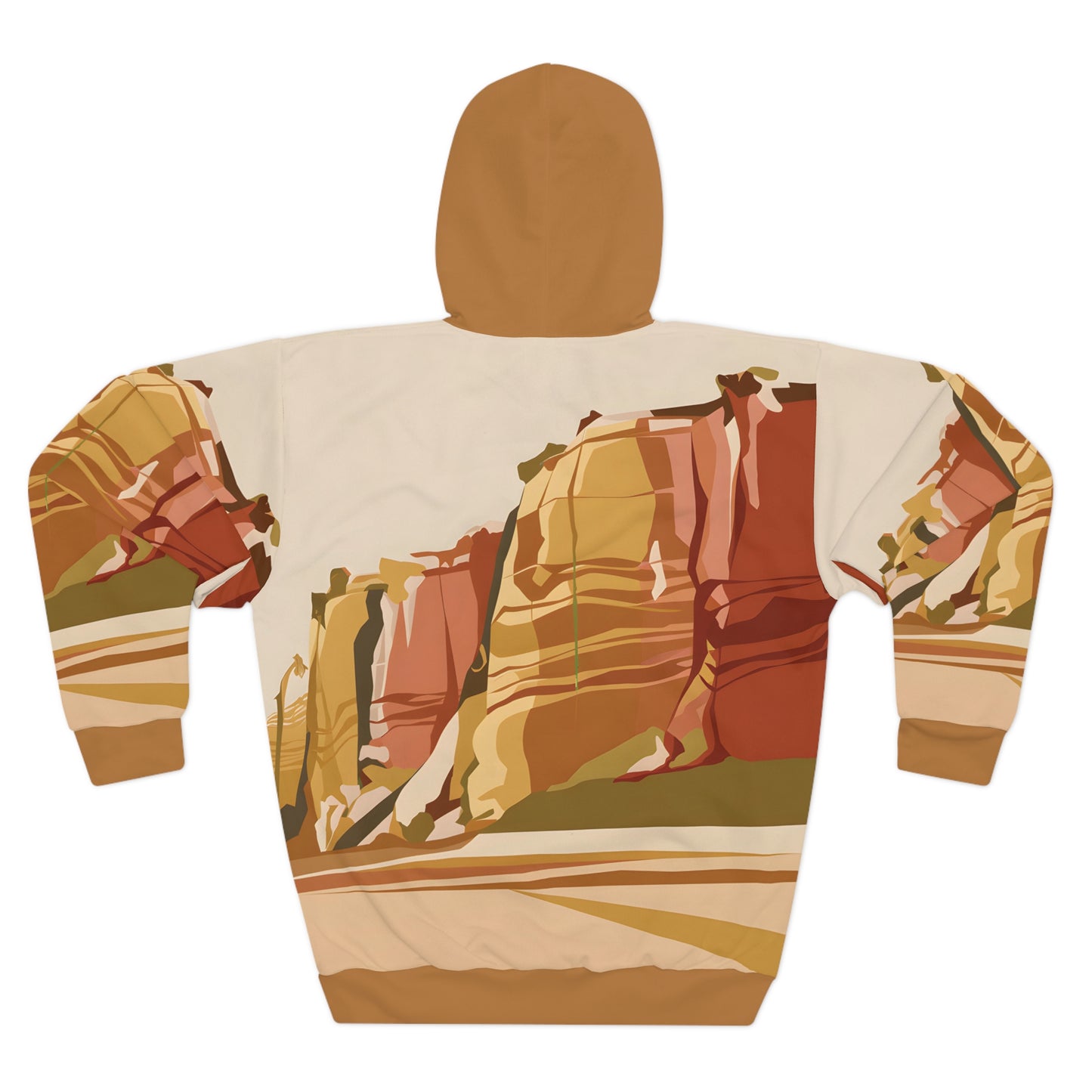 Golden Cliffs Hoodie All Over Print Desert Landscape Pullover Outdoor Travel