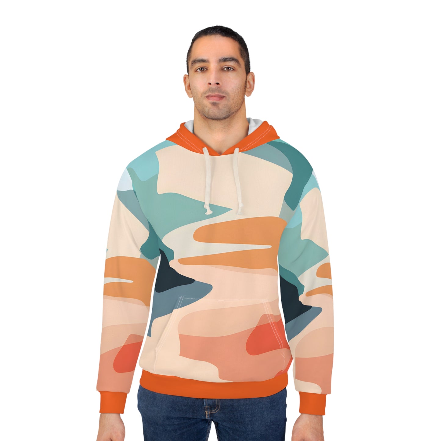 Coral Light Art All-Over Print Pullover Hoodie Outdoor Travel Apparel Unisex