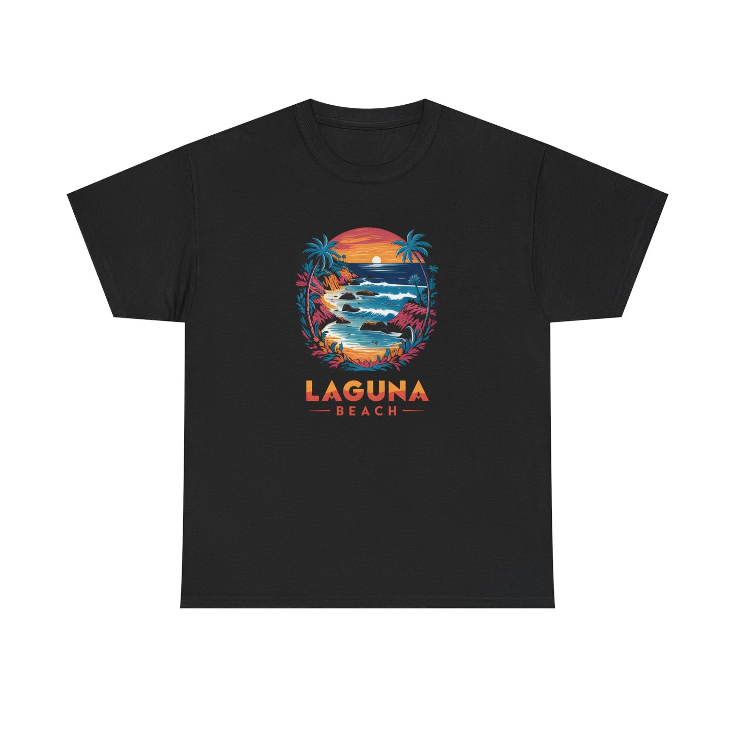 Laguna Beach Sunset Nature Graphic T-Shirt Coastal Vintage Beachwear Unisex Tee