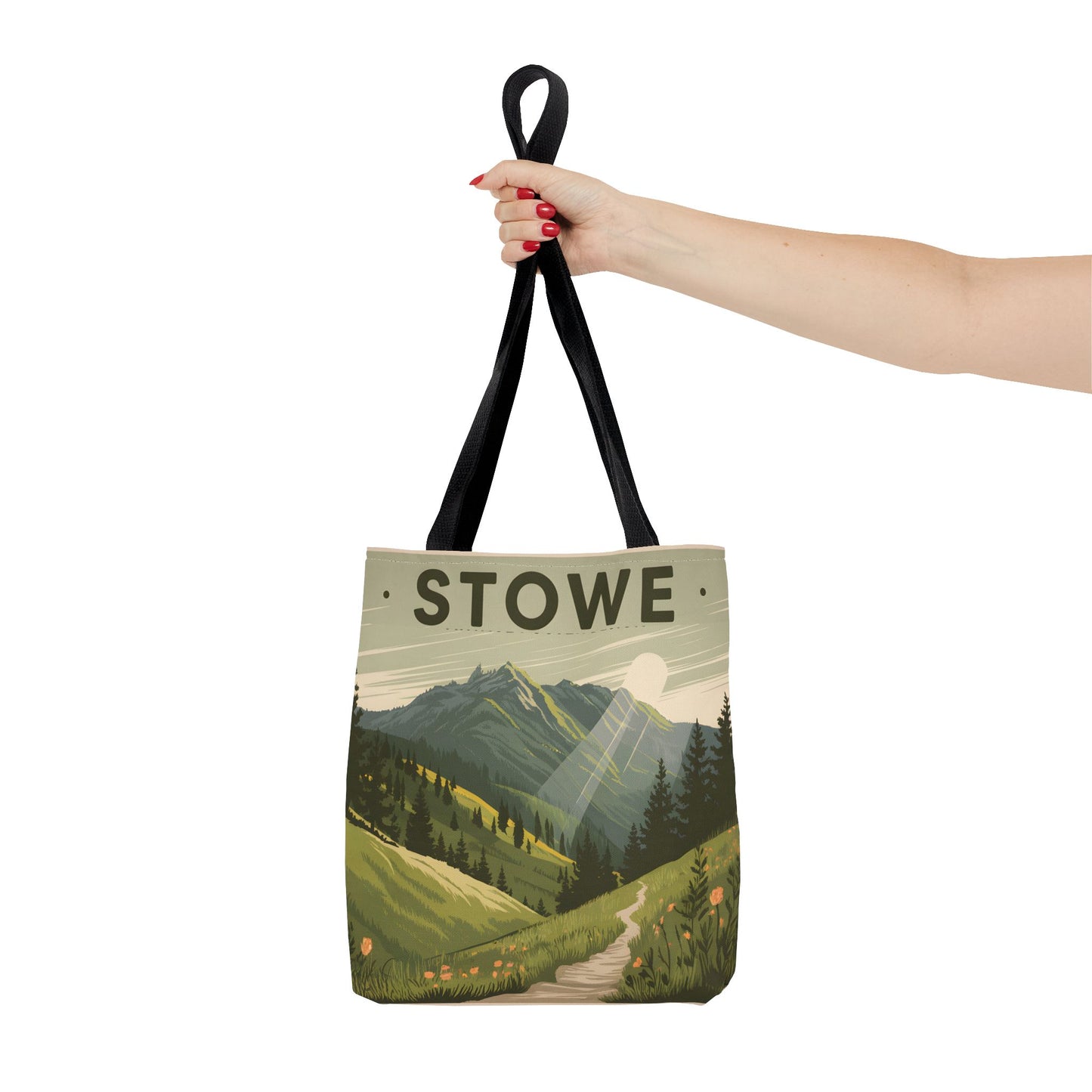 Stowe Vintage Mountain Tote Bag Eco Friendly All Over Print Shopping Apparel