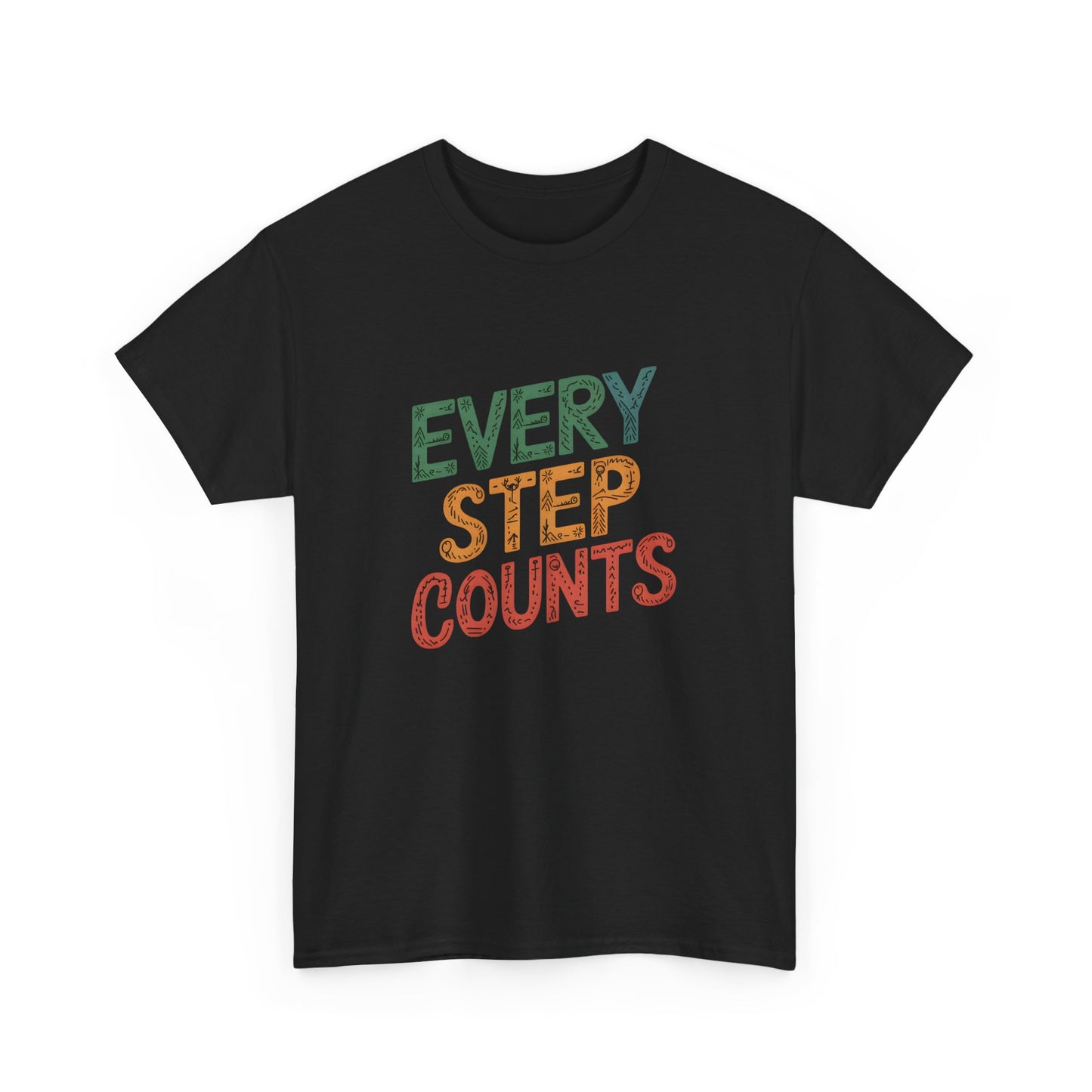 Every Step Counts Motivational Fitness Graphic T-Shirt Workout Apparel Unisex