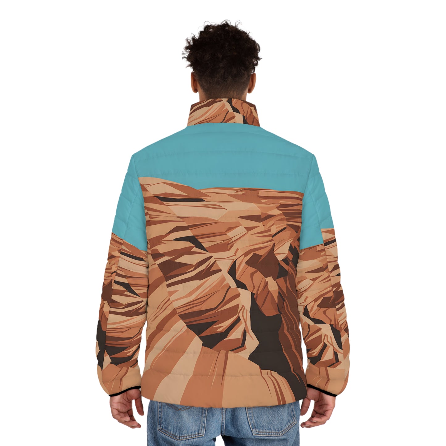 Flatline Canyon Puffer Jacket Artful Graphic Design Outdoor Apparel Warm Winter