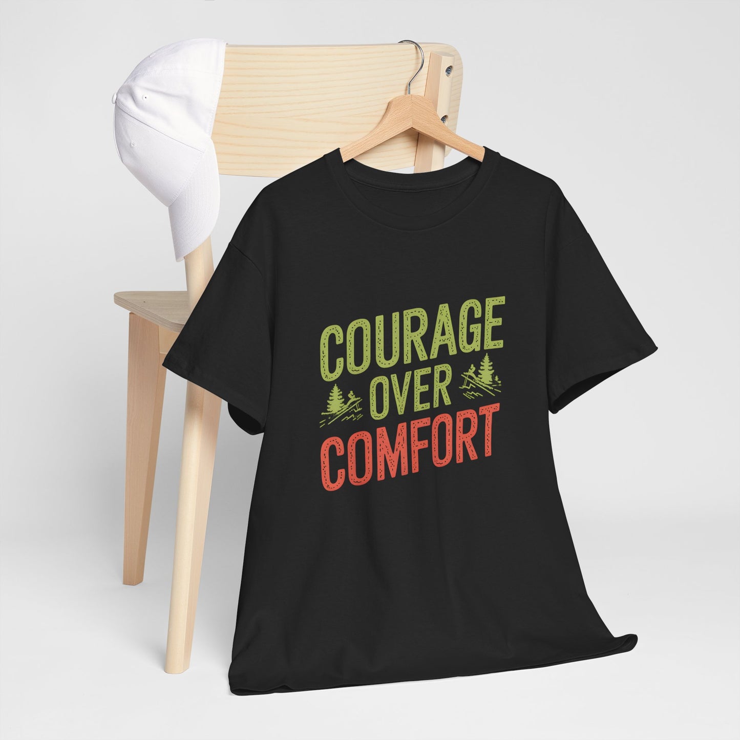 Courage Over Comfort Adventure Tee for Outdoor Enthusiasts Short Sleeve Shirt
