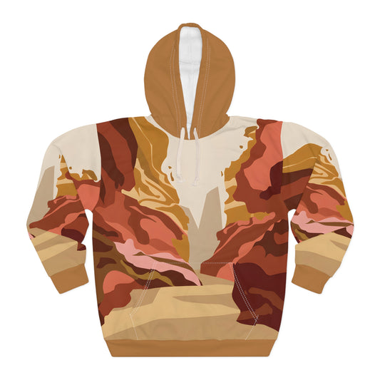 Crimson Basin All-Over Print Hoodie Outdoor Travel Adventure Apparel Wear Unisex