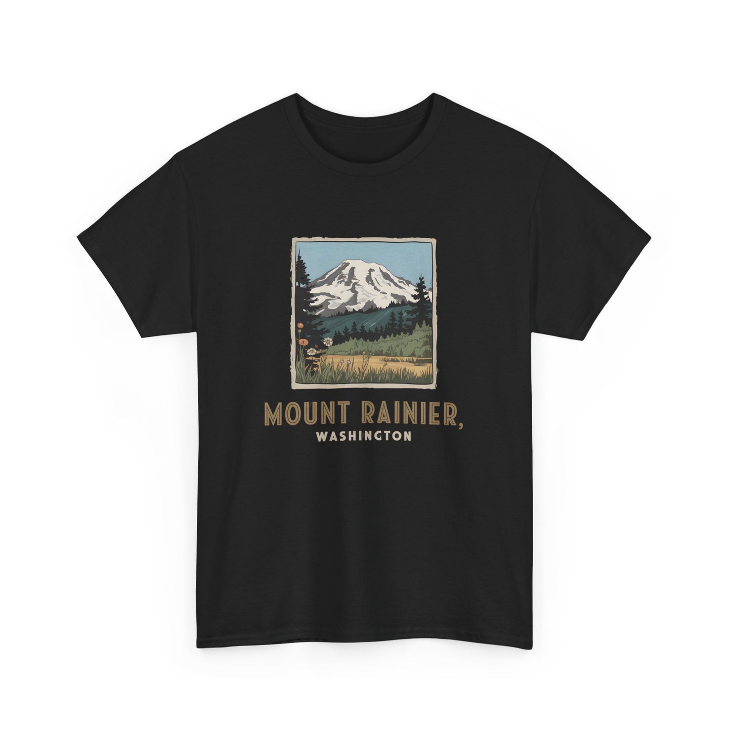 Mount Rainier T-Shirt Washington Vintage Graphic Tee Mountain Nature Hiking Park