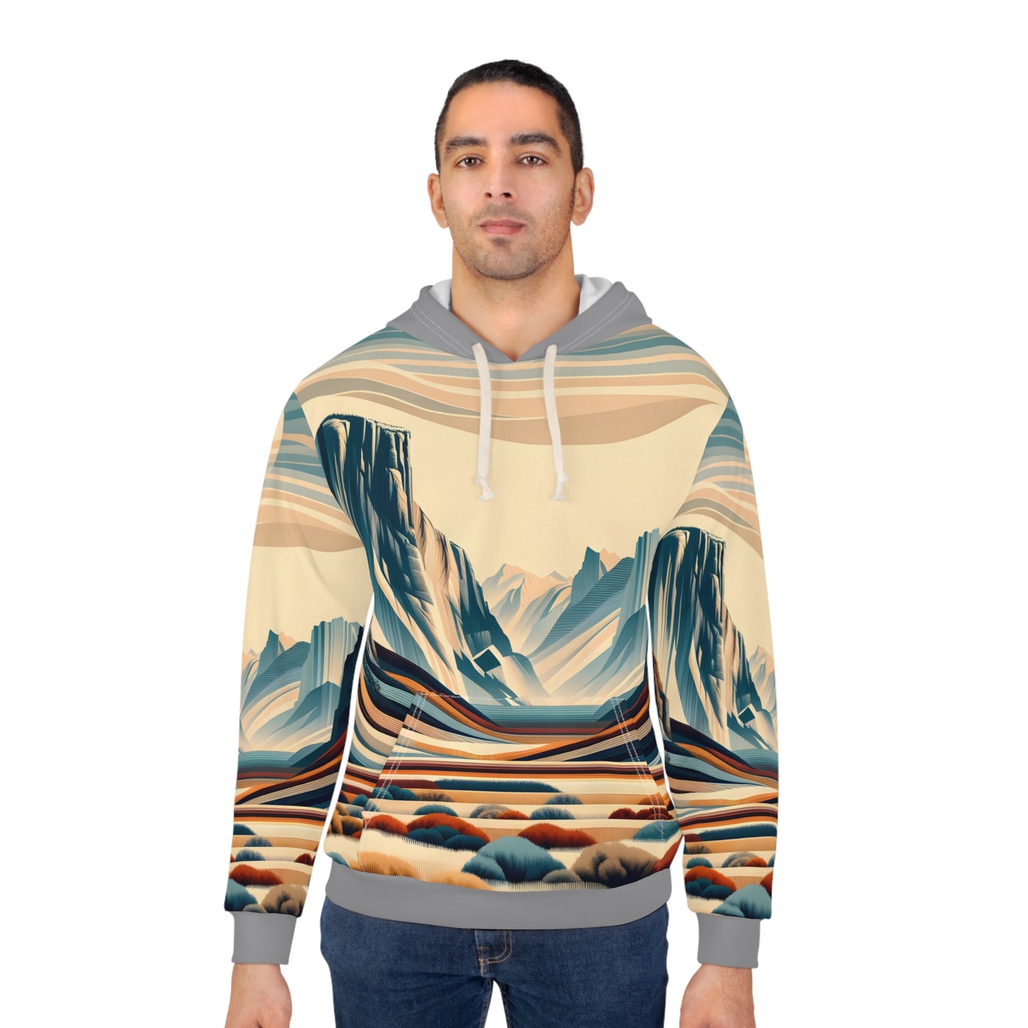 El Capitan Yosemite Hoodie – Retro All-Over Print Scenic Adventure Pullover